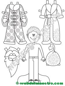 Muñeco recortable con traje de Papá Noel