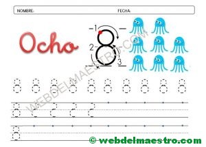 ficha grafomotricidad número 8