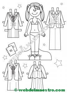 muñeca escolar recortable