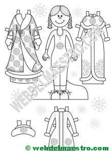 muñeca recortable con vestidos de invierno