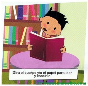 5. Gira el cuerpo o el papel para leer