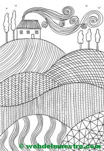 Dibujo antiestrés-paisaje-II