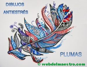 Dibujos antiestrés de plumas- Terminación color