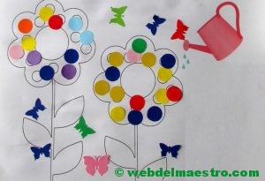 Flores-pegar gomets-terminaciíon del trabajo