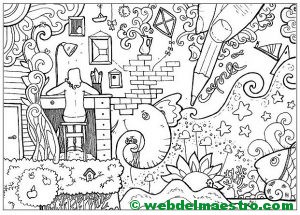 paisaje antiestrés para colorear