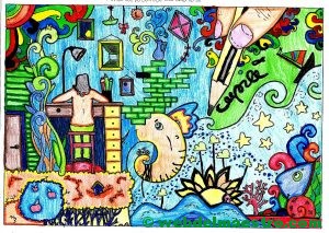 paisaje antiestrés para colorear- termnación color