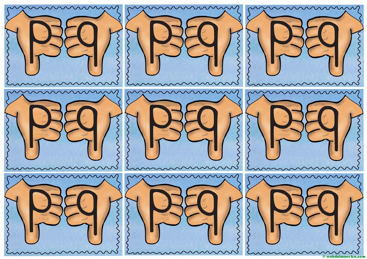 Aprender a escribir y a discriminar las letras P y Q pequeño