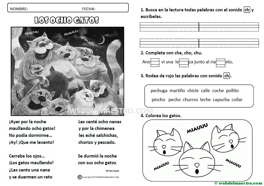 Lecturas infantiles-sonido ch-actividades