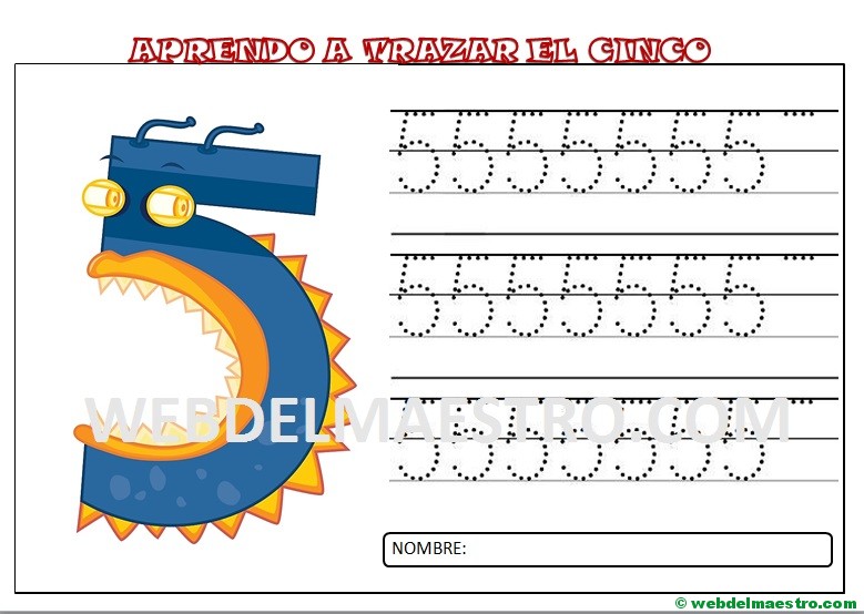 grafomotricidad numero cinco