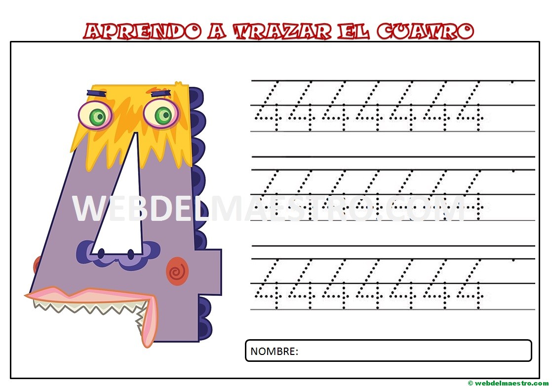 grafomotricidad numero cuatro