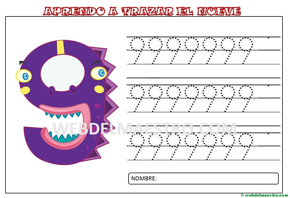 grafomotricidad numero nueve