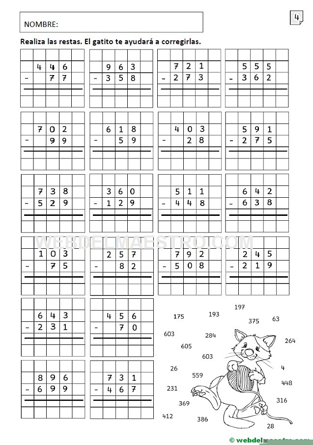 restas de tres cifras con llevadas-I