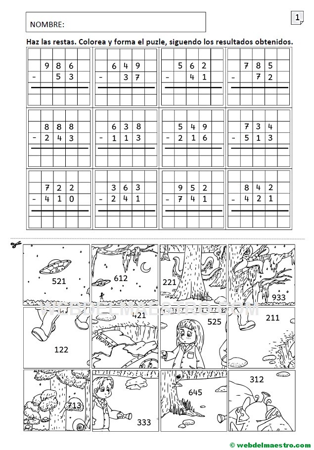 restas de tres cifras sin llevadas-I
