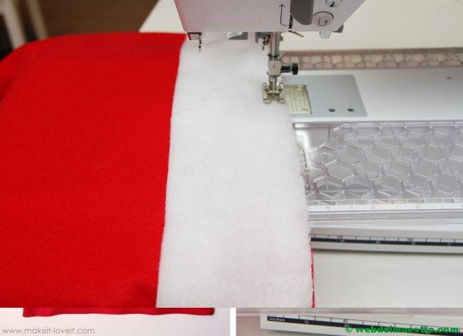 Coser una tira de tela blanca