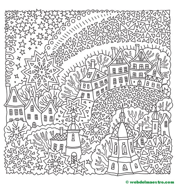 Estrellas de Navidad con paisaje