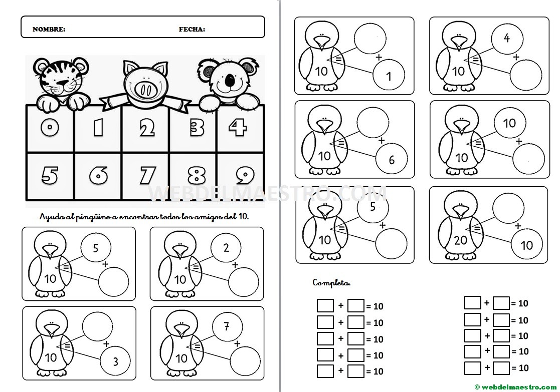 Los amigos del 10: Carteles y actividades para imprimir