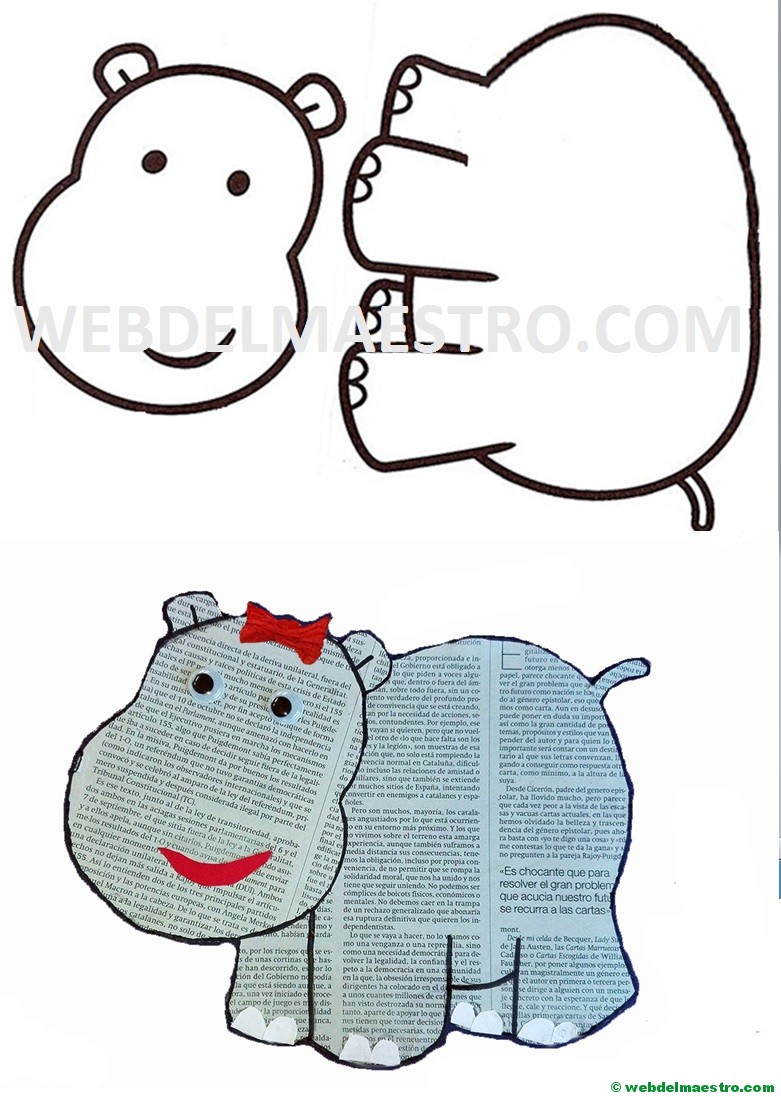 Modelo y plantilla del hipopótamo