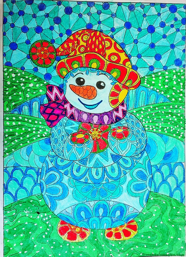 Terminación de trabajos-muñeco de nieve-