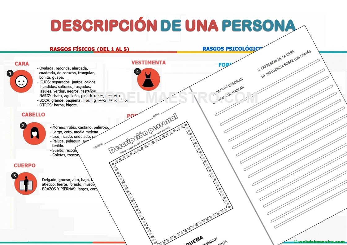 Descripción de una persona con esquema y actividades