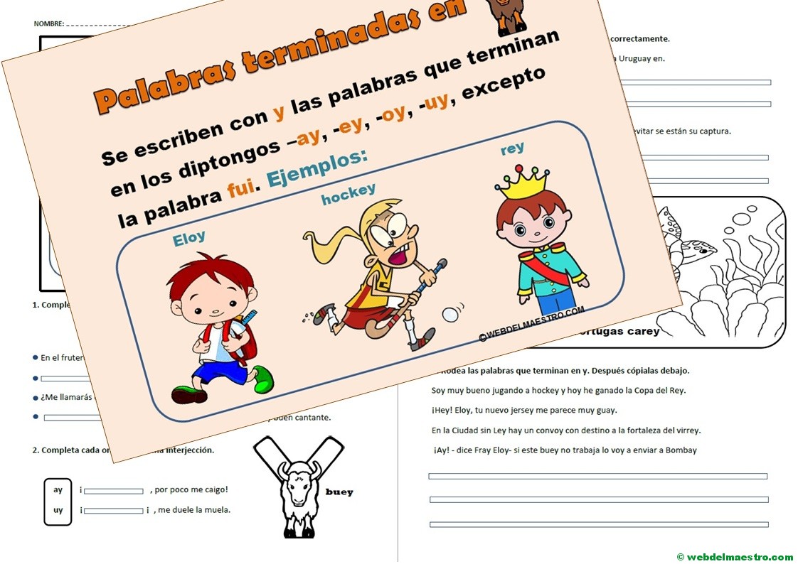 Palabras terminadas en y – Cartel y actividades