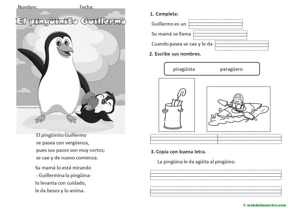 Lecturas infantiles- sonidos GÜE, GÜI-Actividdades