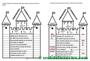 Pronombres personales tónicos y átonos-Actividades con soluciones
