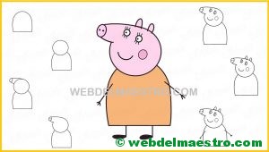 aprender a dibujar a mamá cerdita de Peppa Pig-