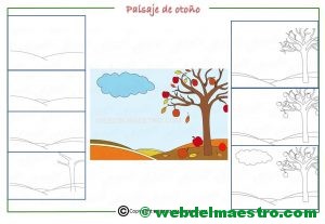 Como dibujar un paisaje de otoño para niños