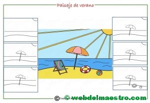Como dibujar un paisaje de verano para niños