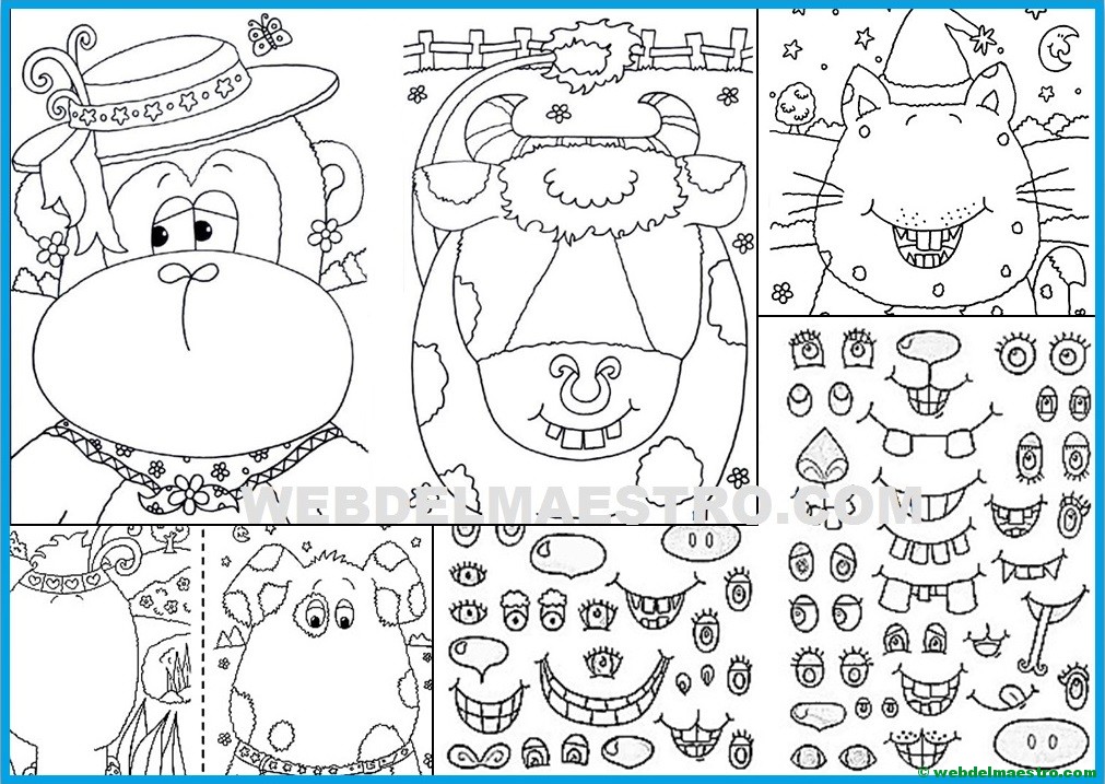 Caras graciosas para colorear