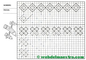 Grafomotricidad-Trazos en cuadricula-Ficha nº 14