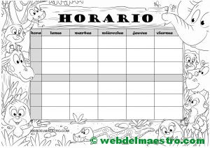 Horario escolar nº 3 para colorear-