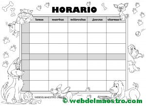 Horario escolar nº 4 para colorear-