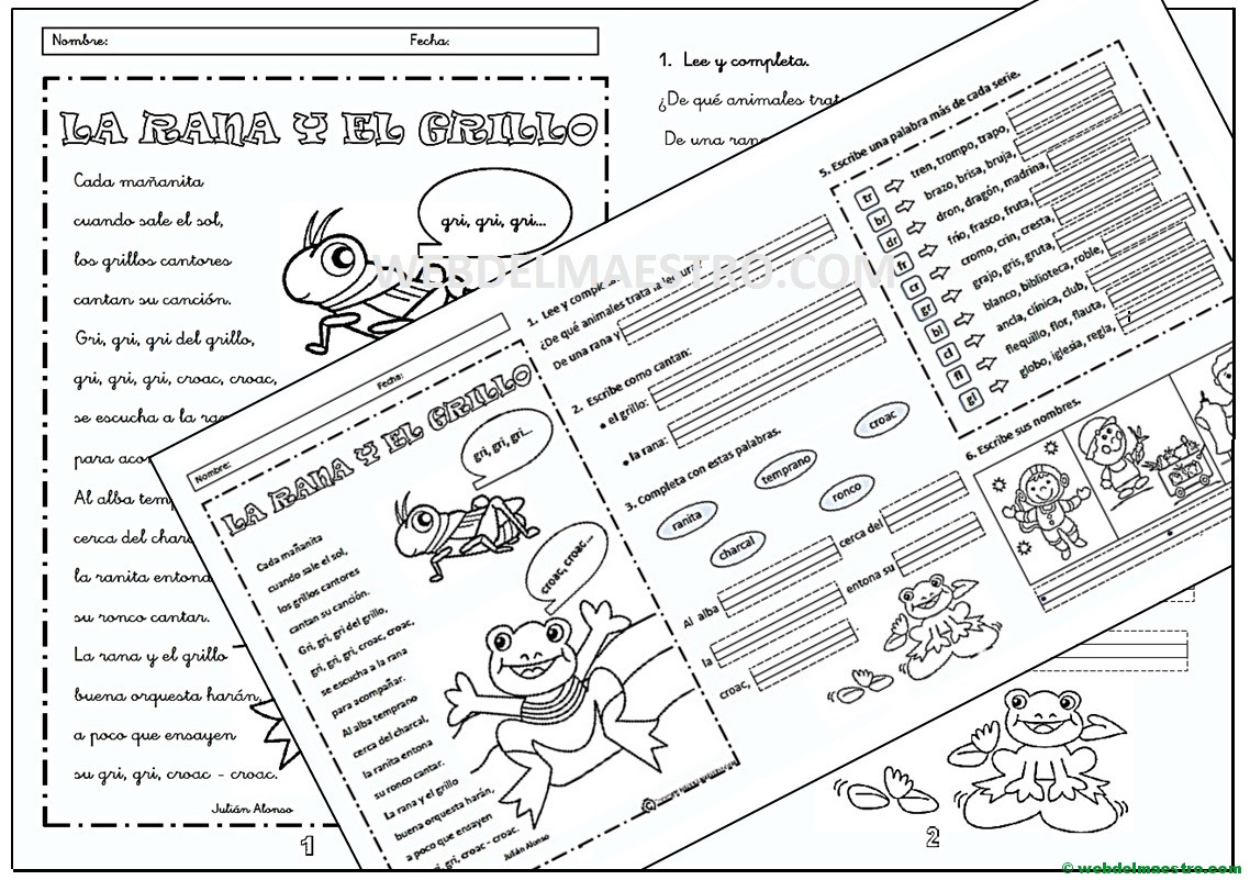 Fichas de lectoescritura | Sílabas trabadas