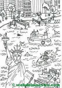 Póster gigante para colorear de Nueva York- Estatua de la Libertad