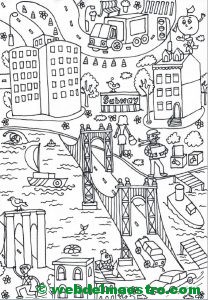 Póster gigante para colorear de Nueva York-puente de Manhattan