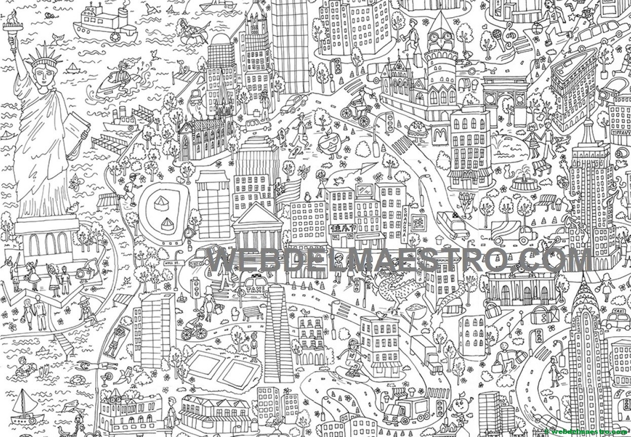 Póster gigante para colorear de Nueva York gratis
