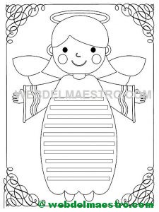 Felicitacion de Navidad para colorear-Angel