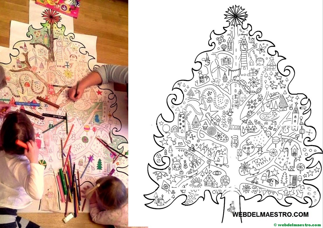 Árbol de Navidad para colorear tamaño póster
