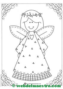 Felicitacion de Navidad para colorear-Angel-II
