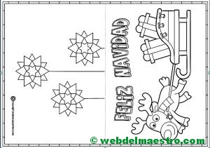 Tarjeta de Navidad para colorear con reno
