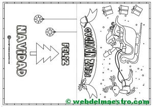 Tarjeta de Navidad para colorear de Papa Noel