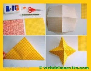 pasos 1, 2 y 3-estrellas de papel para navidad