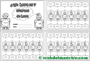 Aprender las horas analogico y digital-cuartos de hora