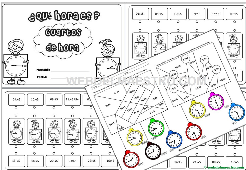 Fichas para aprender las horas en Primaria