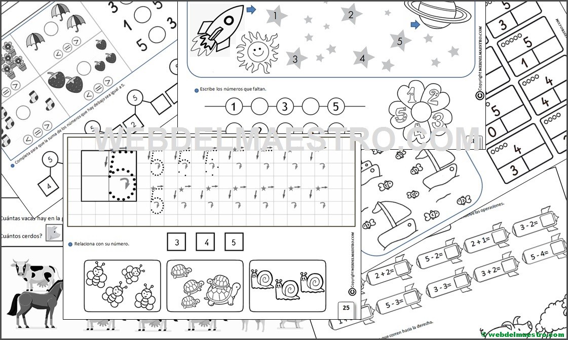 Fichas para imprimir 5 años