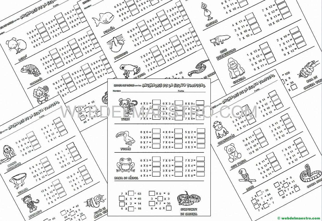 Ejercicios de tablas de multiplicar