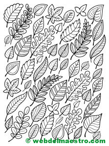 hojas otoño colorear