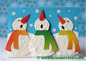 muñecos de nieve con discos de algodón
