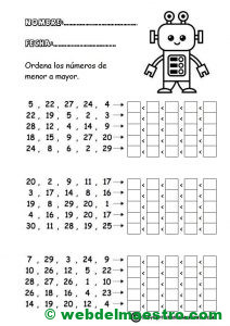 Ordenar numeros hasta el 30